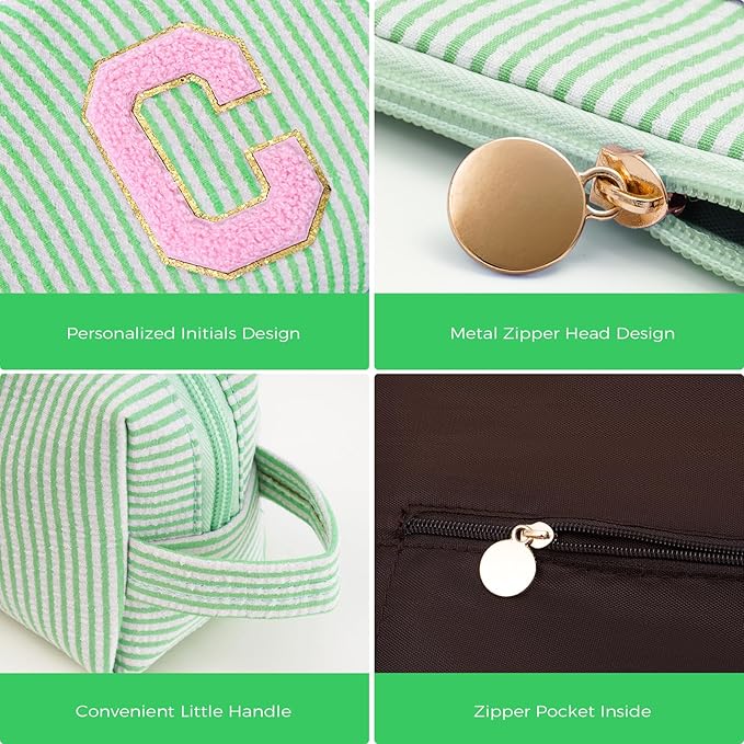 Customized Mothers Day Gifts - Birthday Gift for Mom,Gifts From Daughter,Mother in Law Gifts,Mama Gift Idea,Makeup Bag Set Cosmetic Bag - Green,C