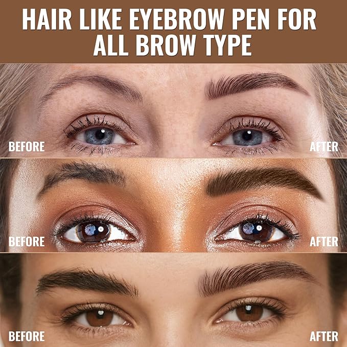 iMethod Eyebrow Pen - Eyebrow Pencil,2-in-1 Eyeliner Dual-Ended Microblading Eyebrow Pencil Long Lasting Waterproof Hair-Like Brow Pencil,with Eyebrow Brush,Eyebrow Pencils for Women,BlackBrown