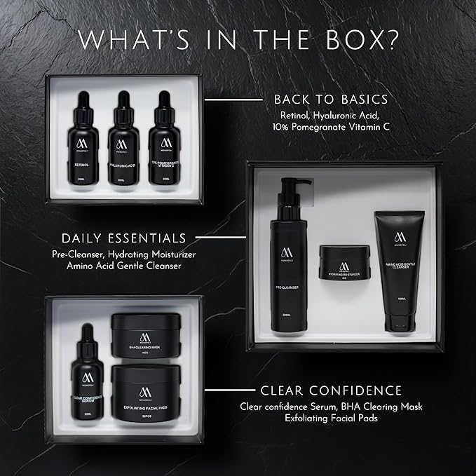 Monopoli Skin Care Set | Complete Routine: 9-Piece Face Care Set for Women & Teens for Anti-Aging, Hydration & Acne Control | Skincare Gift Set & Kits | Premium Skincare Set with Educational Resources