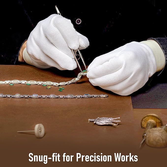 COOLJOB 4 Pairs Soft Moisturizing Cotton Gloves Set with Stretch Elastic Cuff, Overnight Lotion Sleeping Gloves for Dry Hands, Eczema Skin, Beauty Women SPA Essentials, Small, White