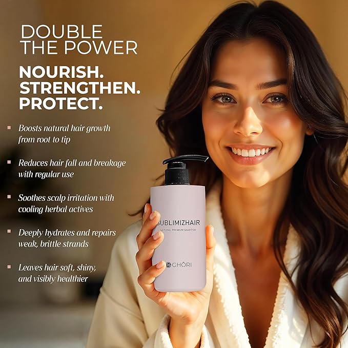 Sublimizhair Herbal Premium Shampoo & Conditioner for Silky Smooth Hair | Detangles, Strengthens Damaged Strands | Deep Hydration & Frizz Control, Nourishing | Sulphate-Free, 500ml/16.9 fl oz