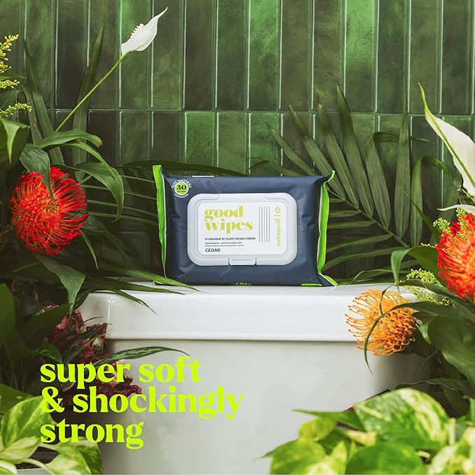 goodwipes Flushable Butt Wipes - Vitamin E & Aloe - Sewer & Septic Safe - Extra Large Adult Wet Wipes For Women & Men - Bathroom Essentials - Cedar, 318 Count (6 Packs + 1 Travel)