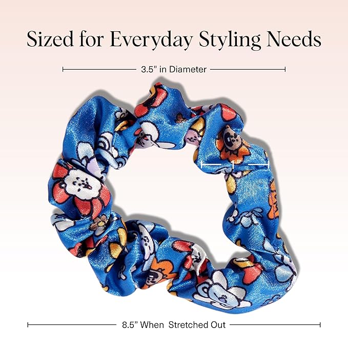 Kitsch x BT21 Satin Scrunchies for Women - No Crease Hair Ties for Girls | Scrunchies For All Hair Types and Textures, Perfect for Day or Night | Ideal Gifts for Women - 4 Pcs