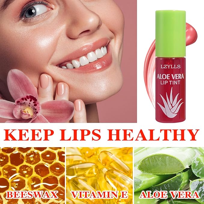 6 Pcs Aloe Vera Color Changing Change Lipstick,Magic Lipstick Jelly Lip Balm,Moisturizer Tinted Lip Tint Stain Long Lasting Waterproof Temperature Color Change Lip Gloss