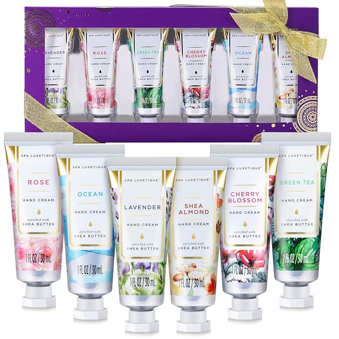 spa luxetique Hand Cream Hand Cream Set Gift for Women Hand Lotion with Natural Aloe and Vitamin E for Dry Skin Mini Travel Size Scented Hand Lotion for Women Birthday Gifts| 6 x 1.0 oz/30ml