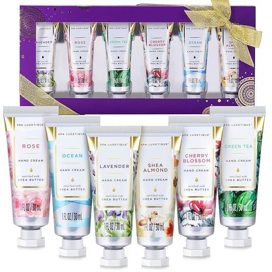 spa luxetique Hand Cream Hand Cream Set Gift for Women Hand Lotion with Natural Aloe and Vitamin E for Dry Skin Mini Travel Size Scented Hand Lotion for Women Birthday Gifts| 6 x 1.0 oz/30ml