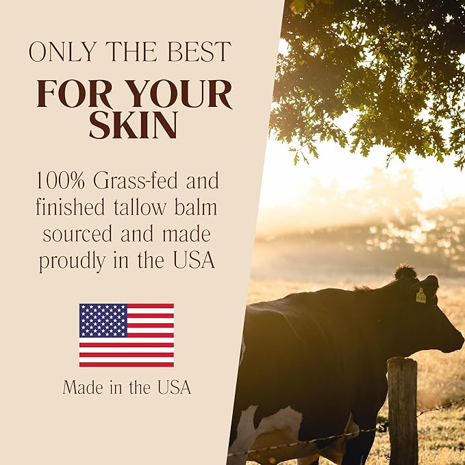 Beef Tallow for Skin, Beef Tallow for Face, Whipped Tallow Balm, Beef Tallow Moisturizer - Tallow Face Moisturizer, Tallow Cream | 100% Grass Fed, Unscented, 2 oz