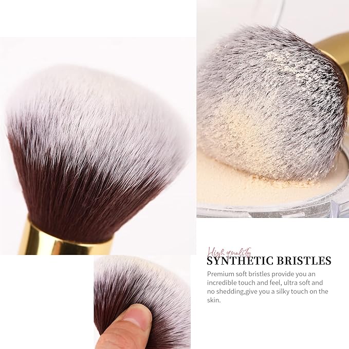 DUcare Makeup Brushes Duo End Foundation Powder Buffer and Contour Brush Synthetic Cosmetic Tools 2Pcs