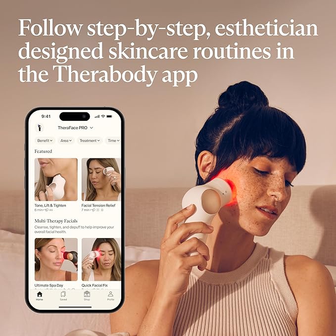 TheraFace Therabody TheraFace PRO - Microcurrent Facial Device, 8-in-1 Compact Face Massager&Facial Sculpting Tool with Light Therapy for Skin Tightening, Anti Wrinkle, Anti Aging & Skin Care (White)
