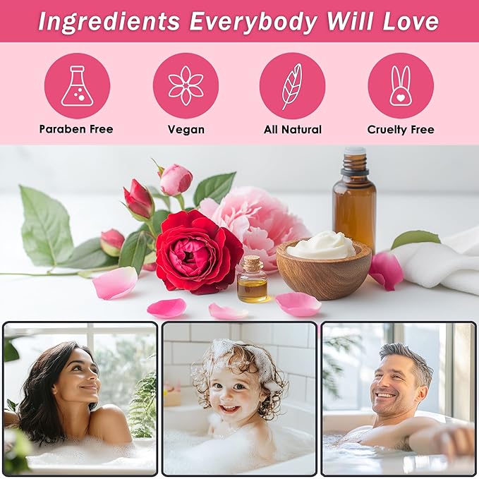 Spa Gift Baskets For Women - Luxury Bath Set With Rose Oil & Peony - Spa Kit Includes Body Wash, Bubble Bath, Lotion, Bath Salts, Body Scrub, Body Spray, Shower Puff, and Towel