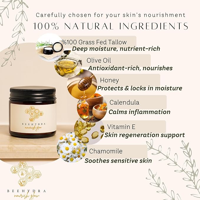 Grass-Fed Beef Tallow Balm & Gua Sha Set – Nourishing Tallow Moisturizer for Face, Body & Hands – Natural Skincare