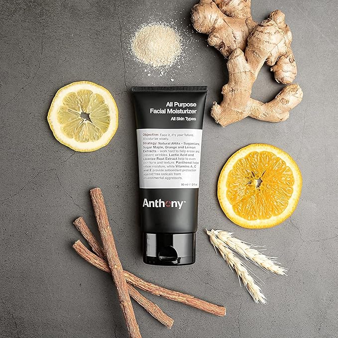 Anthony All-Purpose Facial Moisturizer – Men’s Hydrating Lotion for Dry Skin – Lightweight, Non-Comedogenic, Anti-Aging Formula – 3 Fl Oz