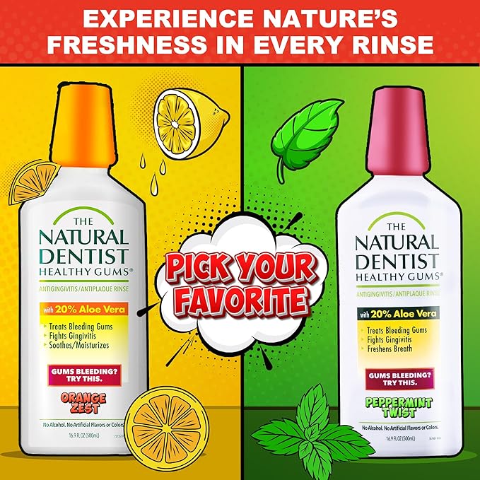 The Natural Dentist Healthy Gums Mouth Wash, Orange Zest, 16.9 Fl Oz