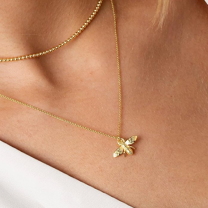 Dainty Gold Heart Necklace for Women - 14K Gold/Silver Plated Cute Heart Handmade Disc Circle Bee Choker Adjustable Necklace for Women Trendy Jewelry