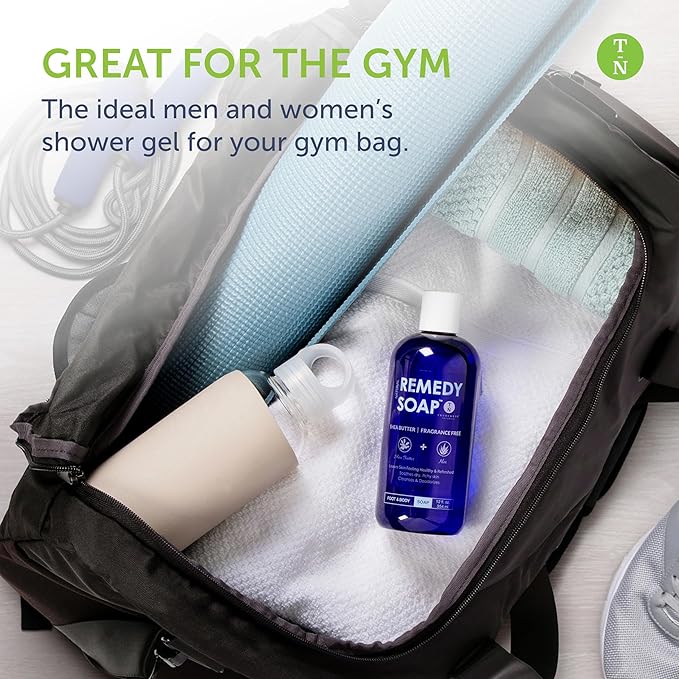 Truremedy Naturals Shea Butter - No Fragrance Body Wash for Men and Women - Hydrating and Soothing Shower Gel Rosemary, Jojoba, Aloe - 12 oz - Moisturizes