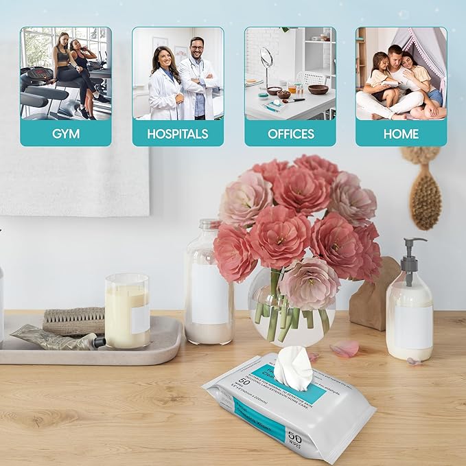 Facial Cleansing Wipes. Pack of 50. Facial Cleansing Wipes for Women | Gentle Makeup Remover.