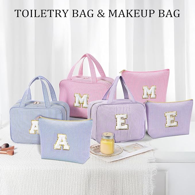 YOOLIFE Hanging Toiletry Bag for Women - Portable Makeup and Travel Bag, Cruise Ship Essentials - Letter B, Purple