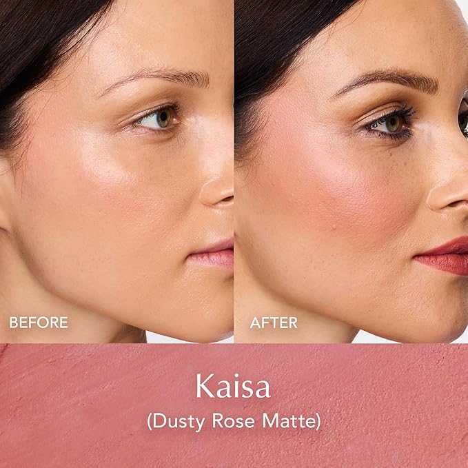 Thrive Causemetics Triple Threat Color Stick: Cream Blush Stick with Vitamin E, Evening Primrose Oil, Waterproof Smudge Proof Face Makeup Formula, Kaisa (Dusty Rose Matte)