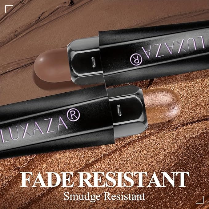 Classic 3PCS Neutral Eyeshadow Stick Makeup Set, Matte Cream Eye Shadow Eyeliner Brightener Pencil Crayon - Golden Amber