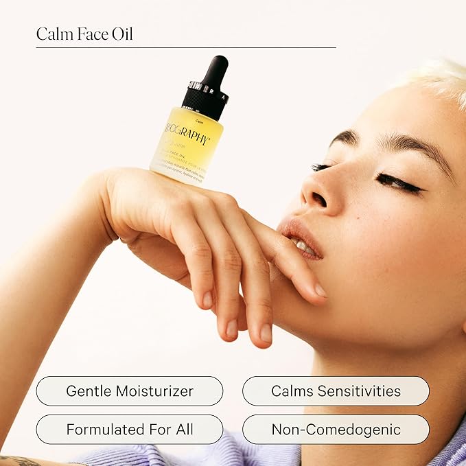 Face Oil Quieting Skincare Beauty Treatment, 13ml. Anti-Aging Vitamin E, Moisturizing Primrose, Soothing Calendula. All Skin Types. Organic Vegan Facial Oil for Women Face Skincare Moisturizer