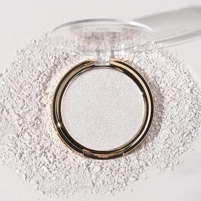 YOUNG VISION Pressed Powder Highlighter, Baked Natural Glow Contour Powder & Face Highlighter, Cruelty Free, Shimmer Highlighting Makeup for Face, Eye, Eyeshadow, Body, Skin (Silver)