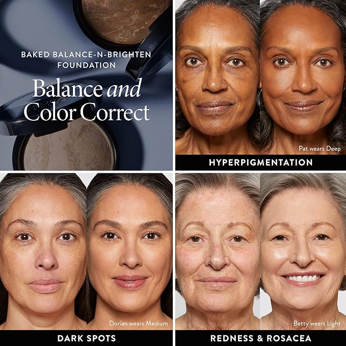 LAURA GELLER NEW YORK Award-Winning Baked Balance-n-Brighten Color Correcting Powder Foundation - Golden Medium - Buildable Light to Medium Coverage - Demi-Matte Natural Finish