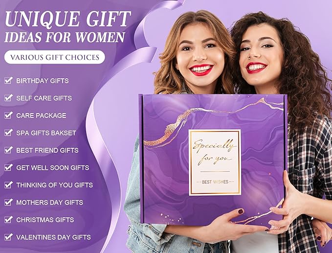 Birthday Gifts for Women, Gift Baskets for Women, Self Care & Get Well Soon Gifts, Lavender Relaxing Spa Gift Baskets, Unique Gift Baskets for Mom Girlfriend Sister Wife Grandma