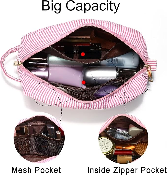 YOOLIFE Birthday Gifts for Women Teen Girls Daughter Sister Friend, Initial Makeup Bag Toiletry Bag Cosmetic Bag, Pink A