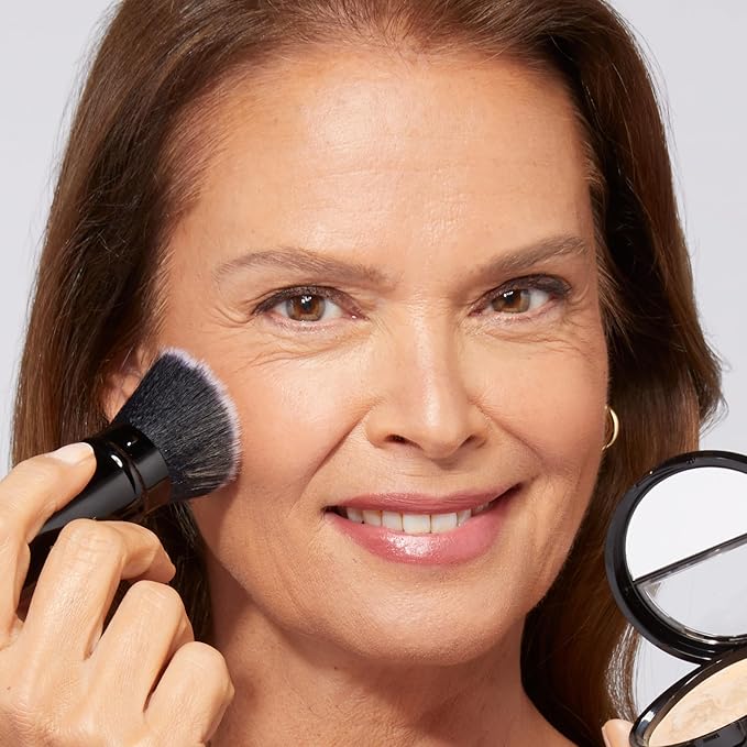 LAURA GELLER NEW YORK Everyday Routine Kit - Baked Balance-N-Brighten Color Correcting Powder Foundation, Sand + Retractable Angled Kabuki + Spackle Makeup Primer, Champagne Glow (3 PC)