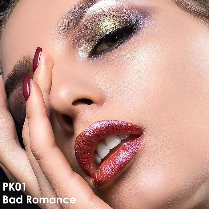 FOCALLURE Metallic Liquid Lipstick,Non Stick Cup Lip Gloss,High Impact Lip Color with Transfer-proof Wear,Long Lasting & Waterproof Lipstick Makeup for Women,Bad Romance