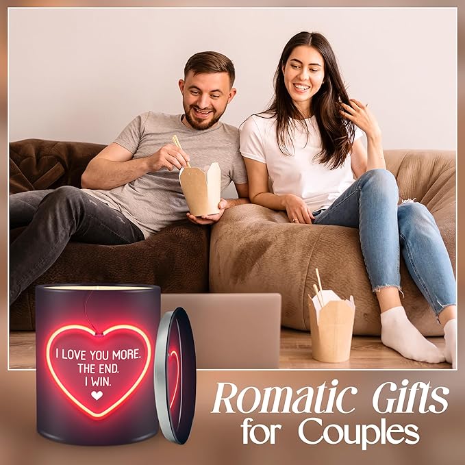 TEEZWONDER Christmas Anniversary Wedding Gifts for Women Men - I Love You More Long Lasting Vanilla Lavender Candle 10 Oz - I Love You Christmas Birthday Gifts for Him Her Boyfriend Husband