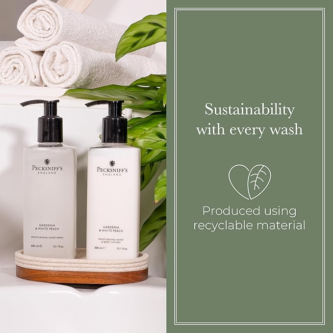 Pecksniff's Gardenia & White Peach Hand Wash and Body Lotion Set, 300ml 10.1 fl. oz. each