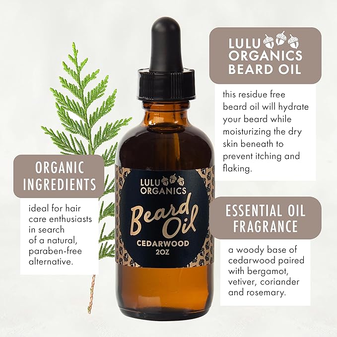 Argan Oil for Beard, Natural Moisturizer for Men Facial Hair Growth with Cade Berry Cedar Wood Scent, Supports with Natural Oil Essential 2oz bottle
