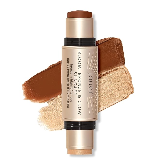 Jouer Bloom, Bronze & Glow Bronzer + Highlighter Stick - Cream Contour Makeup Stick - Hydrating Rose Hip Oil and Squalane Formula, Sungaze