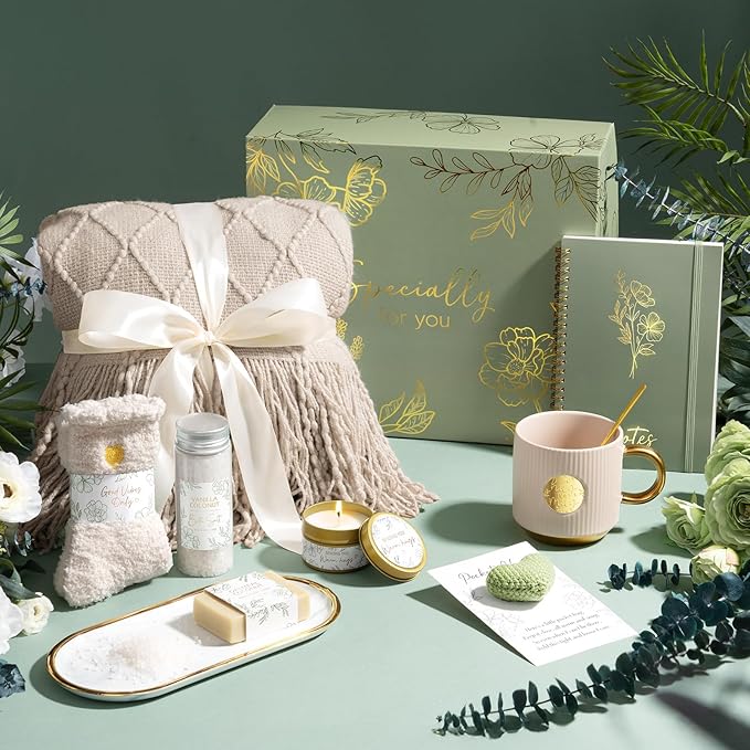 Self Care Gifts for Women Get Well Soon Gift Baskets, Unique Birthday Gifts for Women Spa Care Package, Sympathy Inspirational Thinking of You Gift Set for Mom Her Sister Best Friend Wife Girlfriend