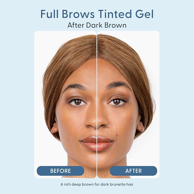 Full Brows Tinted Eyebrow Gel – Tinted Brow Gel for Fuller Eyebrows - Gentle & Safe for Sensitive Skin & Dry Eyes - Ophthalmologist Developed - Vegan, Cruelty-Free, Clean Ingredients (Dark Brown)