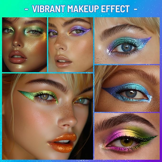 UCANBE Chameleon Eyeshadow & Eyeliner Gel Pencil-Multichrome Shifting Colors Metallic Glitter Eye Makeup,Waterproof Long-Lasting Smudge-Proof Multi-Dimensional Color (Teal Green to Rose Magenta)