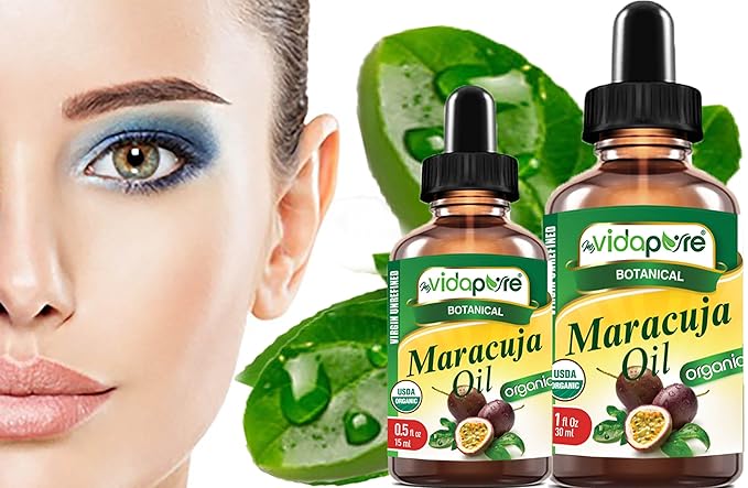 MYVIDAPURE Organic MARACUJA OIL Passion Fruit Certified Organic 100% Natural, Pure WILD GROWTH VIRGIN UNREFINED Brazilian for Skin, Face, Hair, Lip and Nail Care (1 Fl Oz)