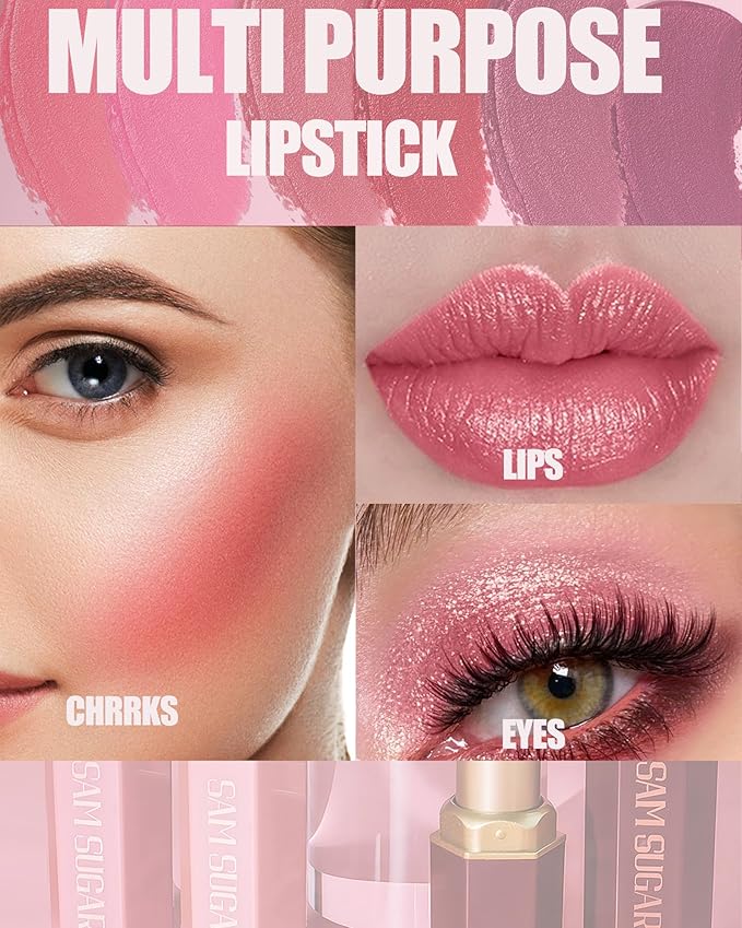 6 Pcs Glitter Lipstick Brown Nude Pink Purple Red Sets, Matte Shimmer Light to Dark for Women Long Lasting 24 Hours Lip Gloss, Sparkling Shiny Waterproof Lip Stick Color Lip Stain labiales Makeup Gift