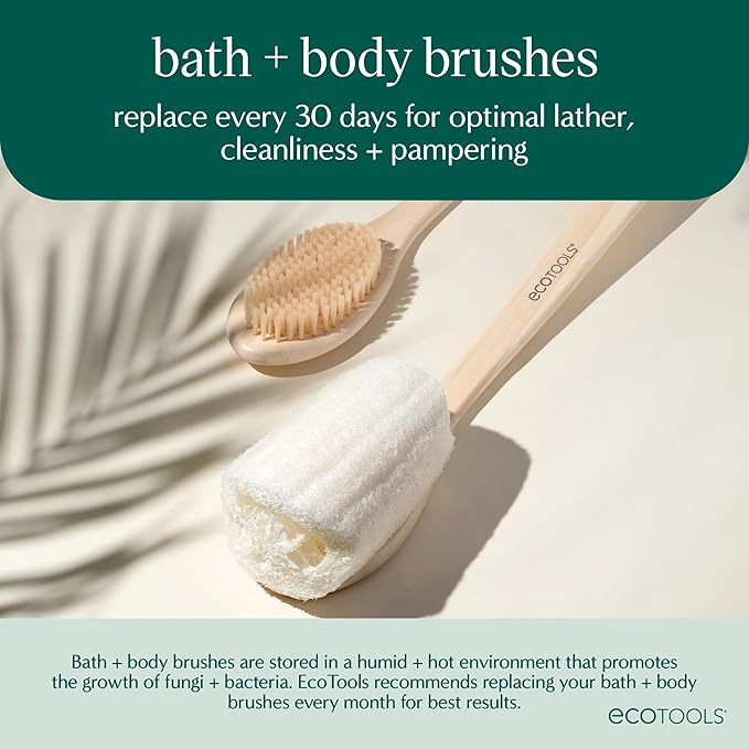EcoTools Dry Body Brush, Cruelty-Free Bristles Exfoliate & Smooth Skin, Dry Brushing Removes Flaky Skin, May Help Improve Circulation & Tone, Eco-Friendly Skincare Tool, Vegan & Cruelty-Free, 1 Count