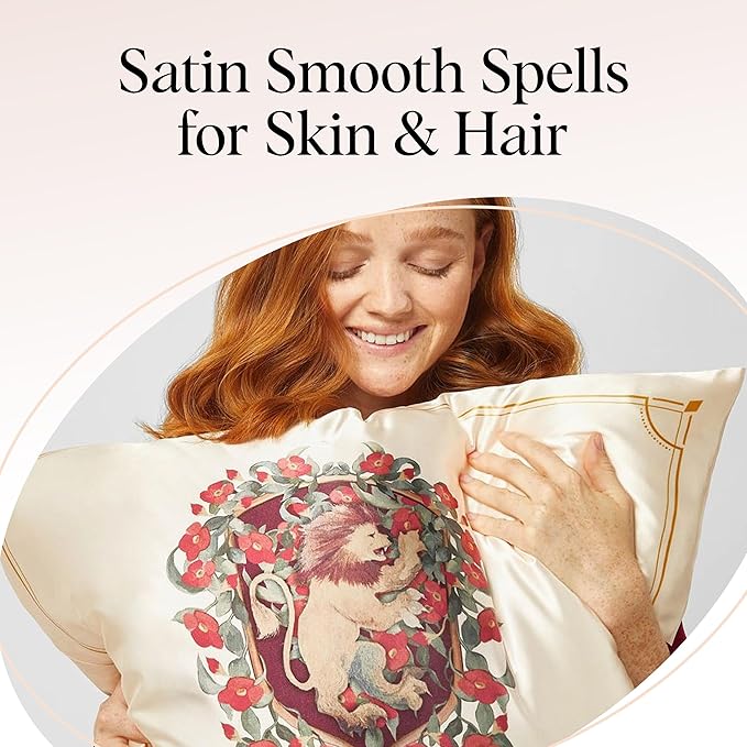 Kitsch x Harry Potter Gryffindor Satin Pillowcase w/Zipper for Hair & Skin - Double-Sided, Softer Than Silk, Wrinkle-Free, Machine Washable, Frizz Control, Breakout Prevention - Queen/Standard(19x26)