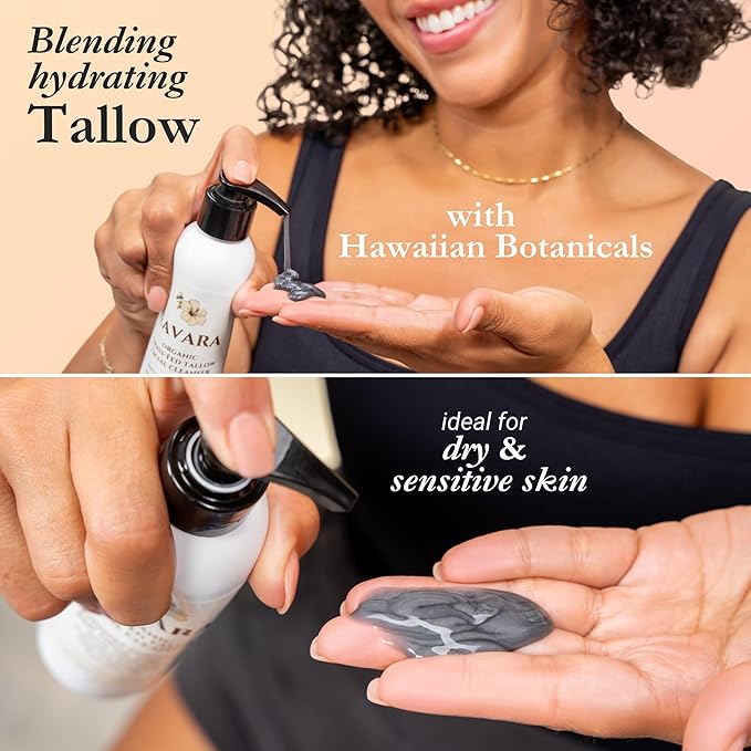 Beef Tallow Face Wash – Natural and Hydrating with Activated Charcoal, Aloe, Hyaluronic Acid, and Green Tea – Facial Cleanser with Grass Fed Beef Tallow – Face Wash for Women and Men – 6oz Pump