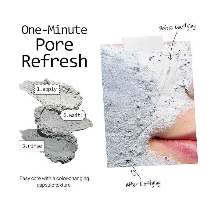 Musta Conte Mask - 1 Minute Pore Mask w/Charcoal Capsules, Finnish Birch Sap, Norwegian Cloudberry Extract & BHA - Whipped Clay Face Mask Skin Care to Refresh, Clarify & Smooth Skin (2.1 oz)