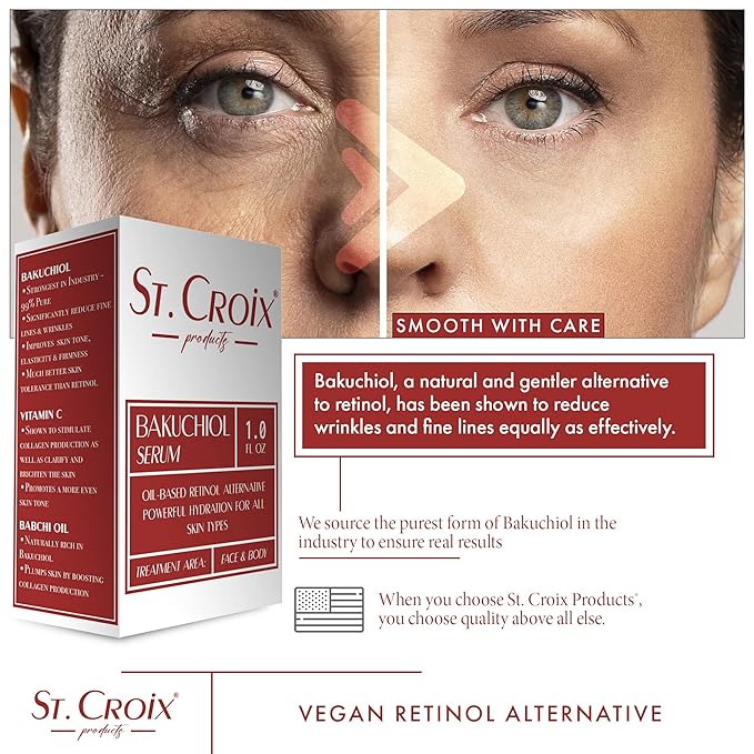 Bakuchiol Face and Body Serum with Highest‑Grade Sytenol A and Vitamins C and E, Hydrating Oil for Radiant, Youthful Skin, Gentle Retinol Alternative, 1 oz