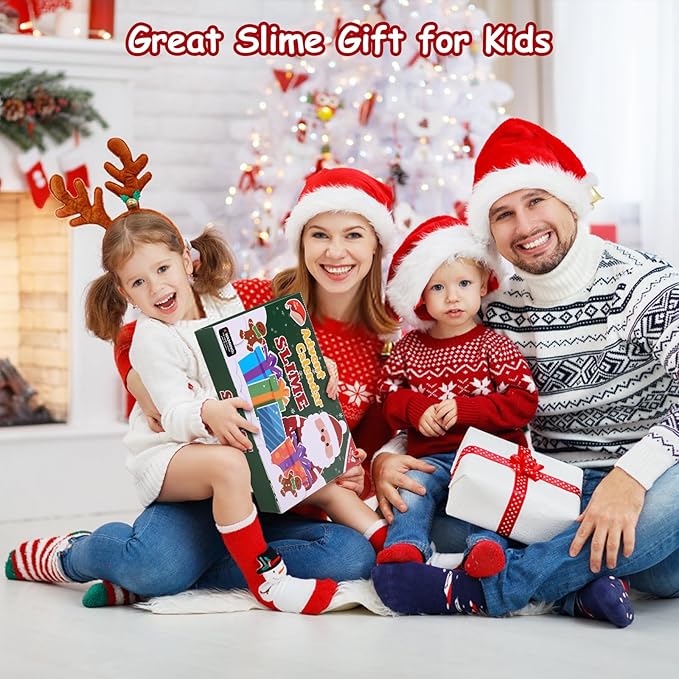 Slime Advent Calendar 2025 - Christmas Countdown Calendar 24 Days of Slime Gifts Kit for Girls Boys Kids Toddlers Teens 4-12 Years Old