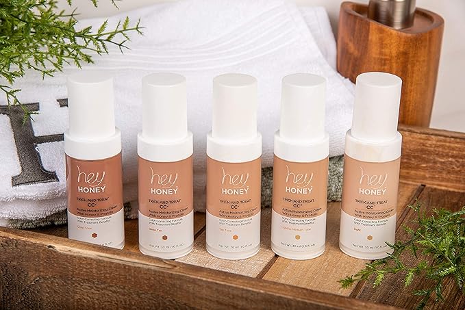 Hey Honey Trick and Treat CC² Cream SPF 46 | Active Moisturizing Color Correcting Cream with Honey & Propolis | Best Cover For Rosacea, Skin Redness & Mature Skin | Cruelty-Free | 1 oz (Deep Tan)