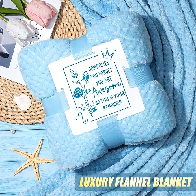 Birthday Gifts for Women Self Care Gifts Get Well Soon Gifts, Ocean Relaxing Spa Gifts Basket Care Package w/ Flannel Blanket 40 OZ Tumbler, Mothers Day Gifts for Mom Her Wife Girlfriends Sister Wife