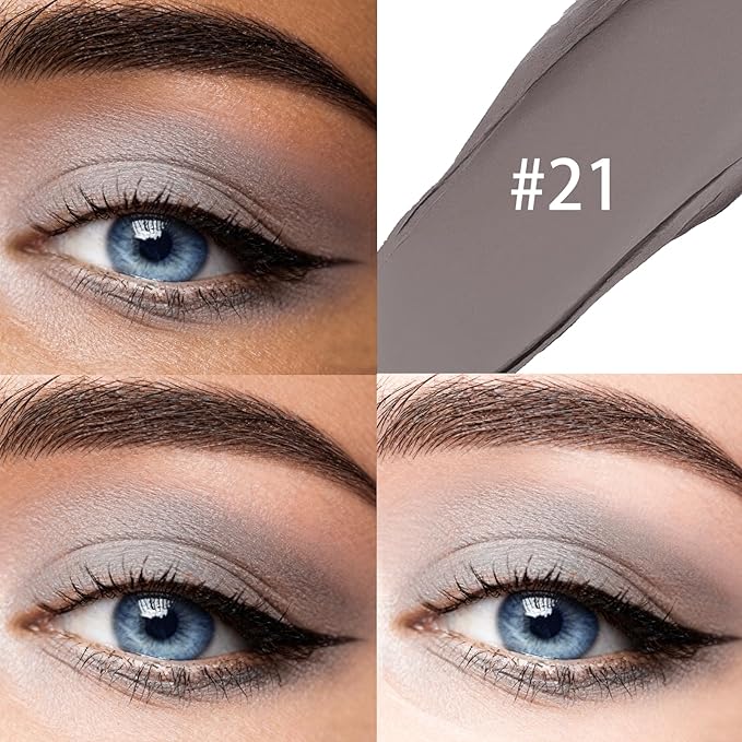 Matte Cream Eyeshadow Stick, Waterproof Eye Shadow Stick, Long-Lasting and Blendable High Pigmented Single Eyeliner Makeup for Women, 21 Gray Brown