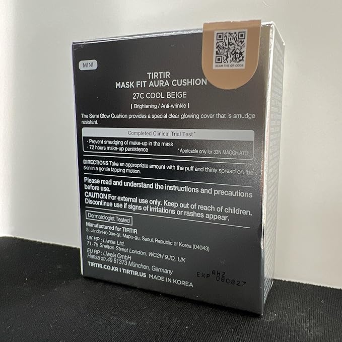[*Mini Size*] TIRTIR Aura Glow Silver Cushion | Korean Cushion Foundation, (#27C Cool Beige, 0.15 Fl Oz)