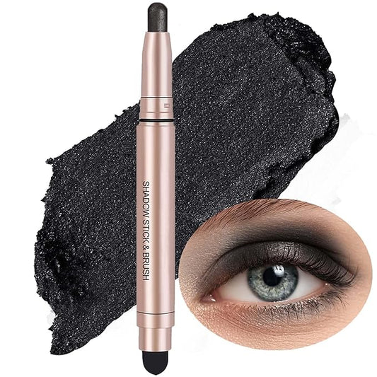 Black Eyeshadow Stick Makeup, Waterproof Hypoallergenic Long Lasting Cream Eye Shadow Pencil, Highlighter Matte Crayon eyes liner, Glitter Primer Palette Shimmer Eyeliner Pen